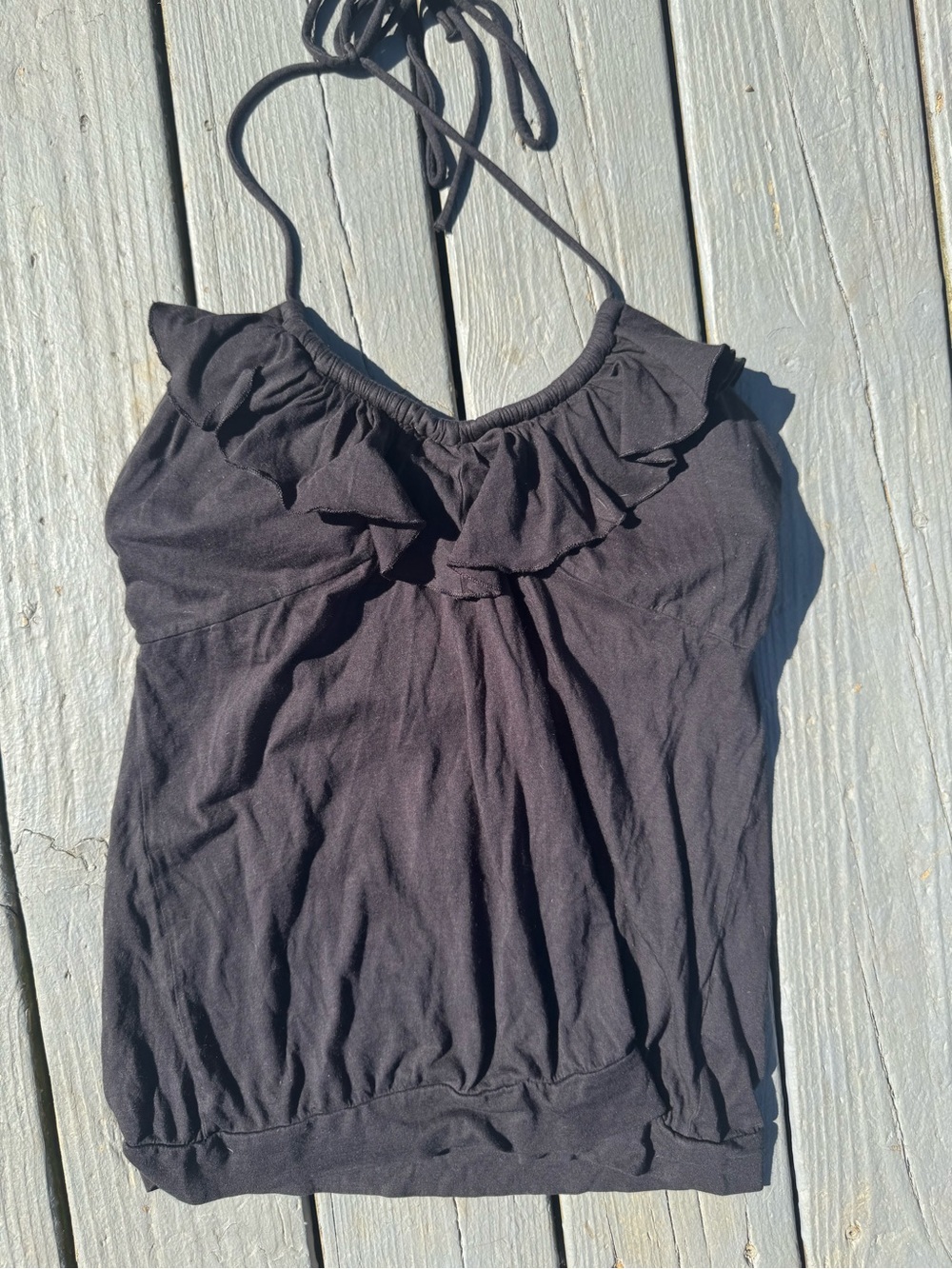 Victoria's Secret Black Ruffle Halter Camisole